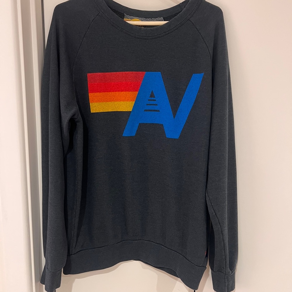 Aviator Nation Charcoal Crewneck with Retro Graphic